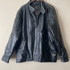 STEVE & BARRY’S Leather Bikercore White Trim Pocketed Jacket
